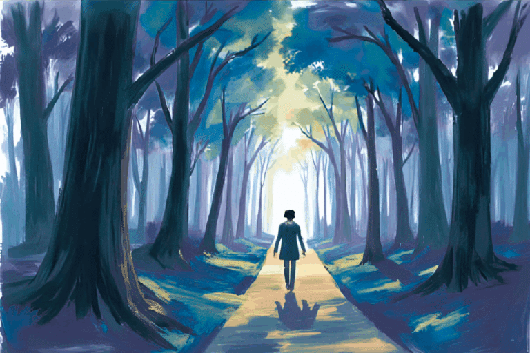 STR Behavioral Health - Featured Image - Watercolor painting of person on path in the woods