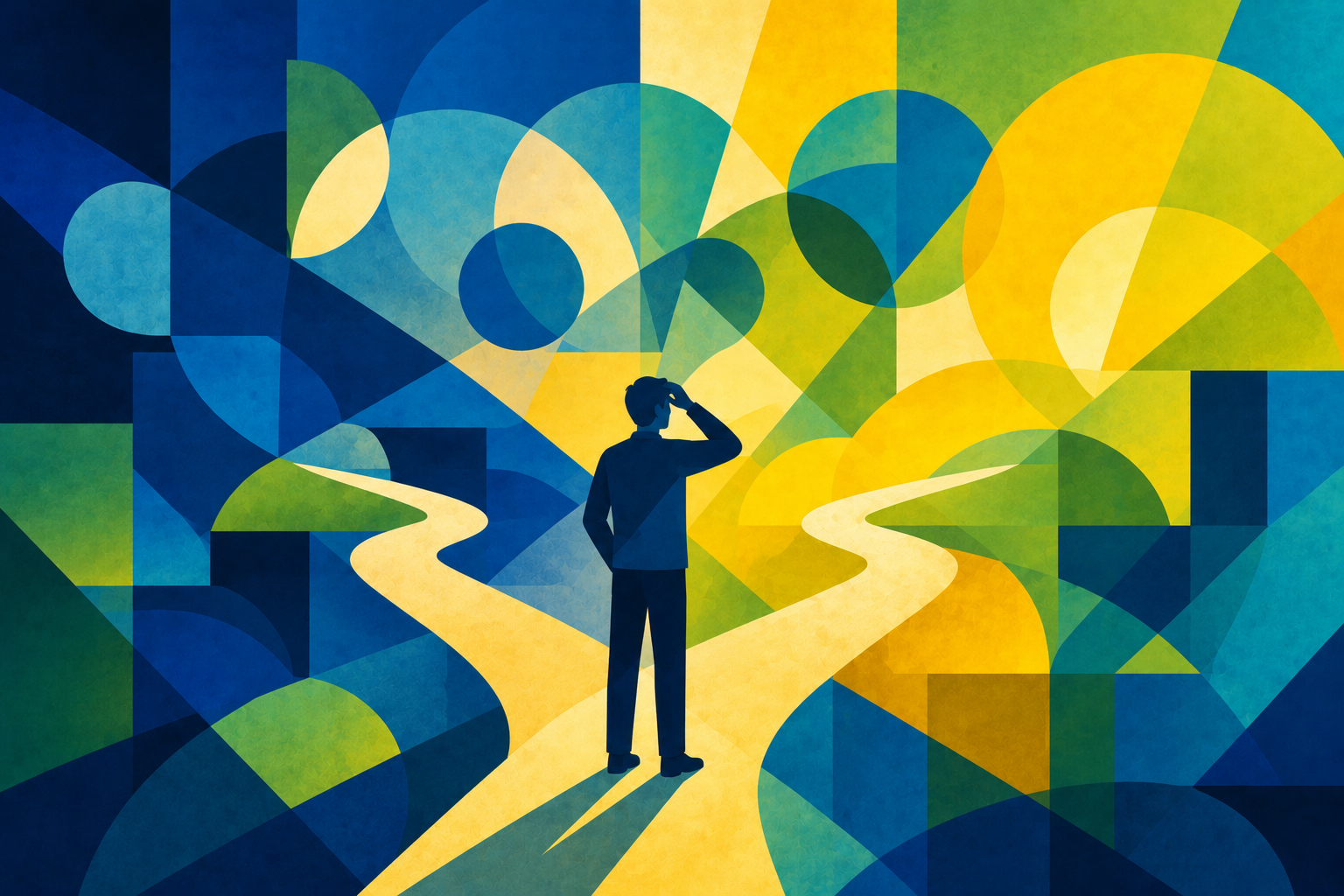 Geometric image or painting showing the confusion of choice for a STR Behavioral Health blog about the difference between rehab and detox