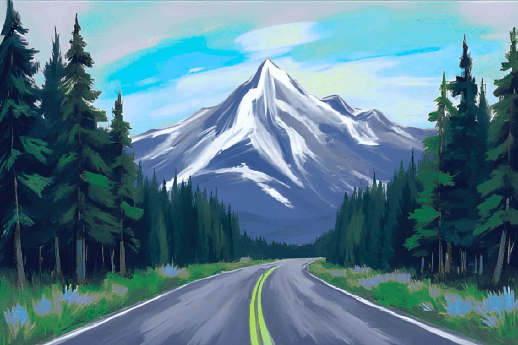 STR Behavioral Health - Featured Image - Watercolor painting of road cutting through mountains
