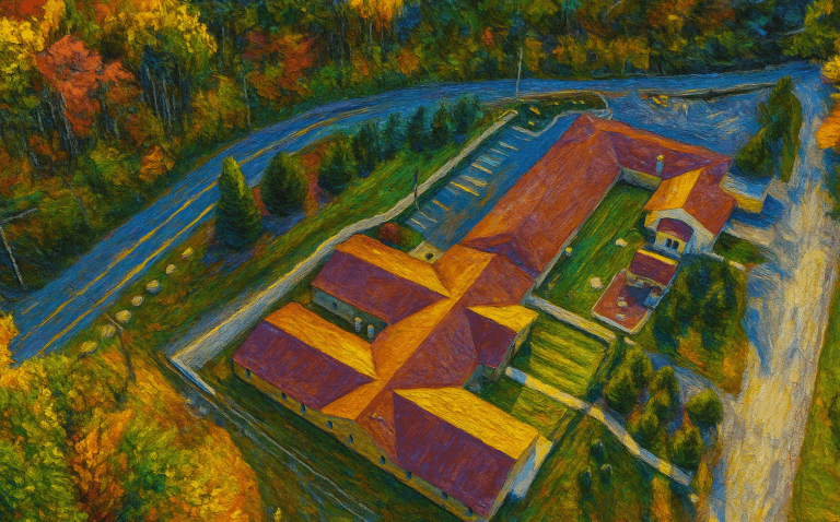 STR Silver Pines- Oil painting of aerial view of facility