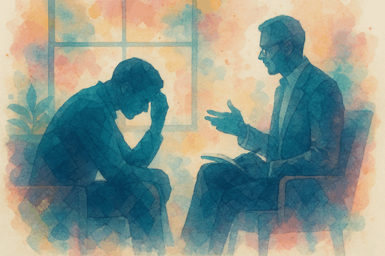 STR Behavioral Health - Blog featured image - watercolor image of a person in therapy