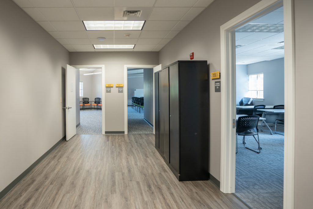 Hallway to group rooms at STR Harrisburg outpatient center